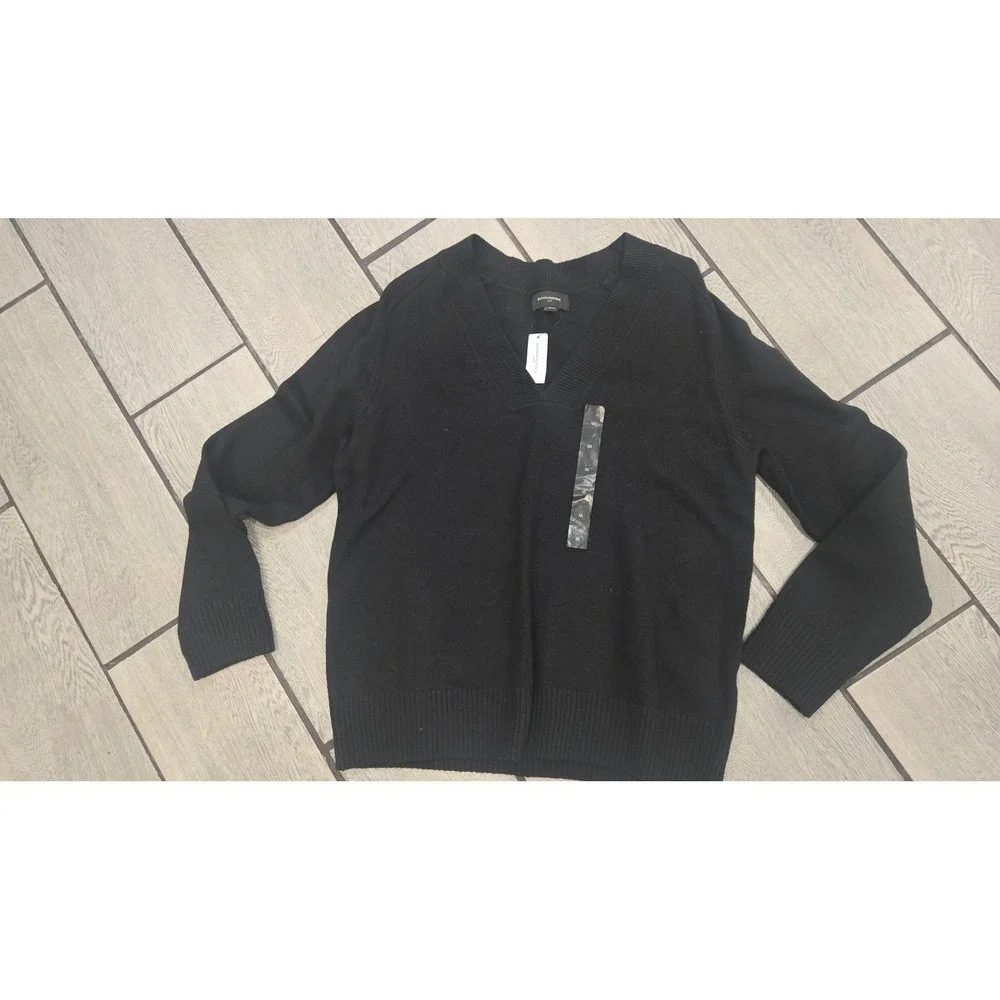 Banana Republic Mens V-Neck Sweater Black Long Sleeve Knit 480264-03-1 M